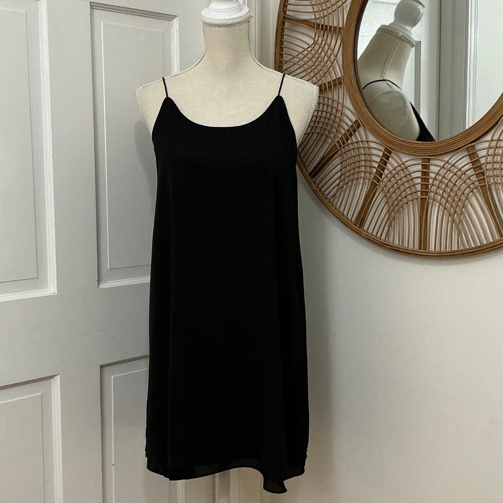 Alya Black Slip Dress XS Chiffon Minimalist Classic Evening LBD